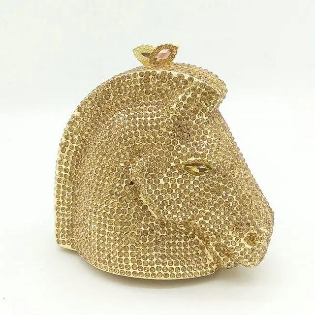 

Boutique De FGG (in stock) Horse Head Women Mini Crystal Evening Purses and Handbags Wedding Party Minaudiere Clutch Bag Mini Clutch