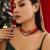 4Pcs Creative Red Crystal Polymer Clay Chain Necklace for Women Delicate Santa Claus Choker Sweater Christmas Neck Jewelry Party