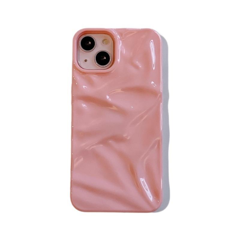 Girl pink three-dimensional pleats, suitable for iPhone17Pro max Apple 16 mobile phone case 15/14 anti-drop case.