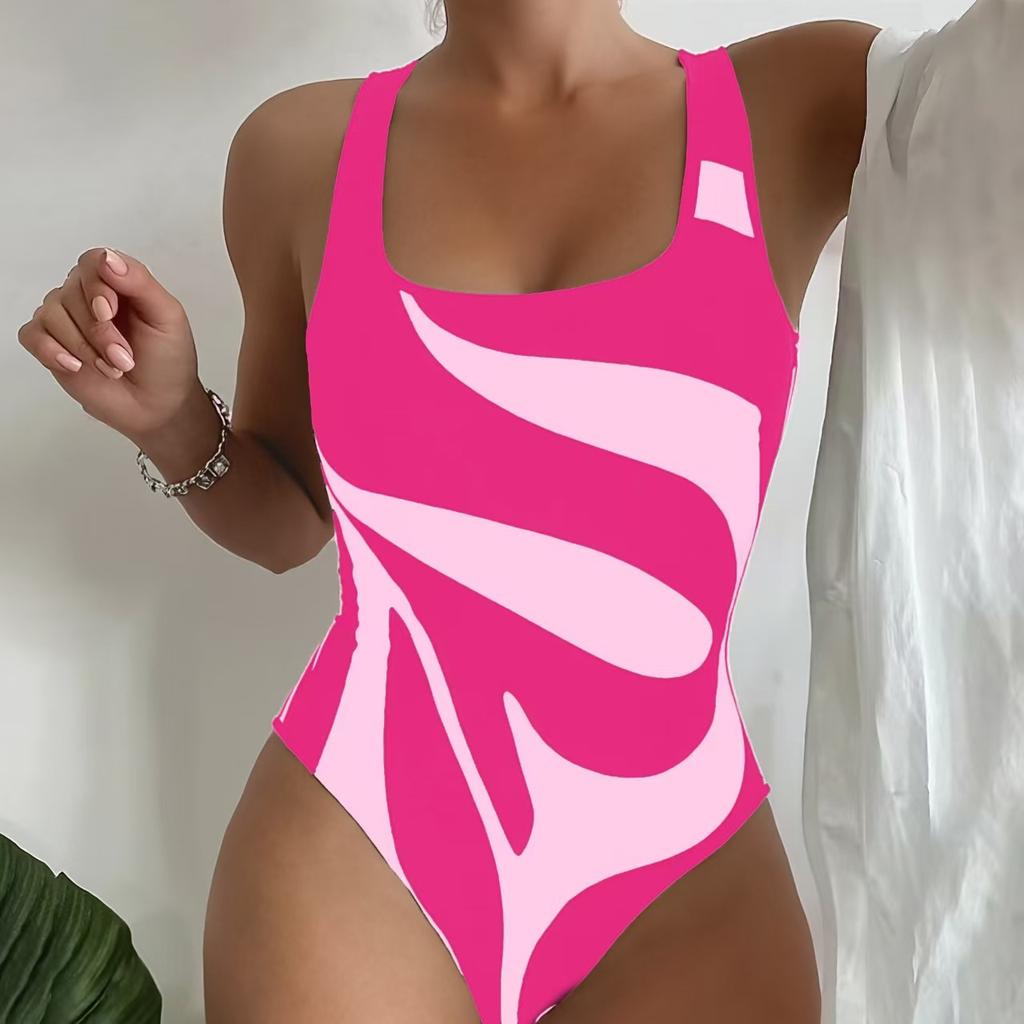Women's seaside beach swimsuit tie-dye D printing European and American summer one-piece swimsuit