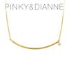 PINKY&DIANNE [Special Edition] Gold-Colored Bar Necklace in Sterling Silver, Women's, with Curved Lines