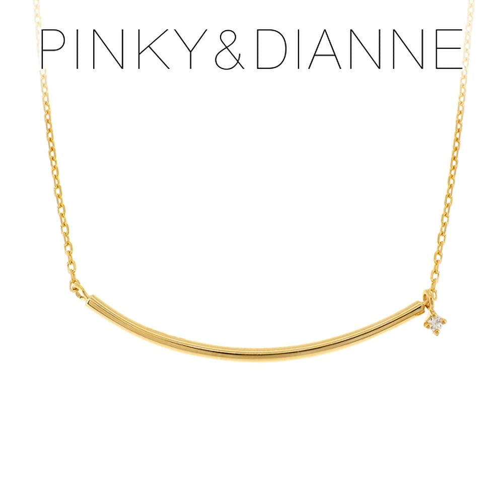 PINKY&DIANNE [Special Edition] Gold-Colored Bar Necklace In Sterling Silver, Women's, with Curved Lines