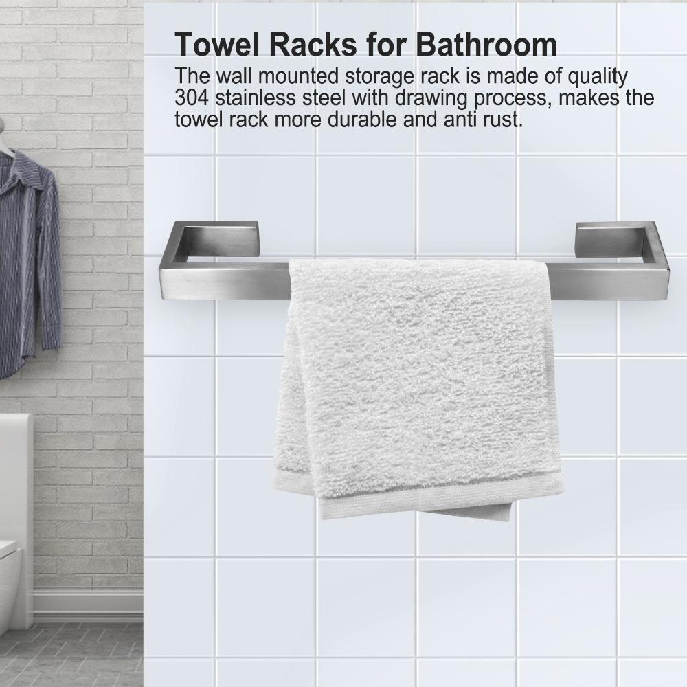 Silver Towel Holder Wall Mounted Towel Bar Durable Towel Rack Bathroom Kitchen Balcony
