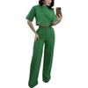 European and American Fashion Short Top High Waist Wide Leg Suit Pants Women's Suit