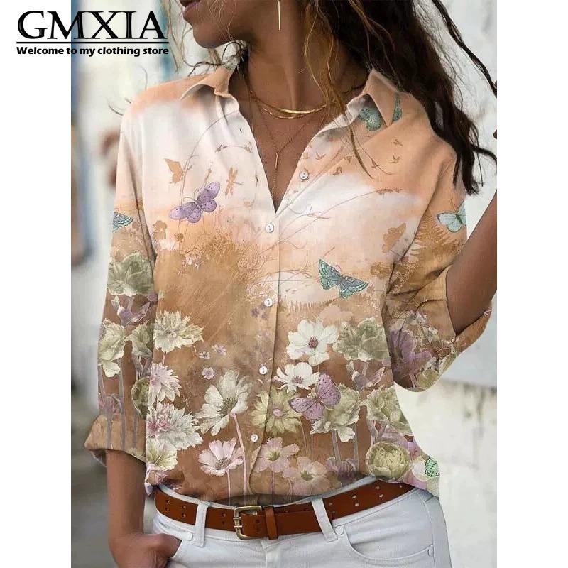 GMXIA 38 Color Women's Fashion Casual Long Sleeve POLO Neck Leisure Blouses & Shirts