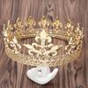 Baroque Vintage Royal King Crowns For Men Full Round Sliver Big Gold Tiaras And Crowns Prom Party Costume Hair Accessories Men