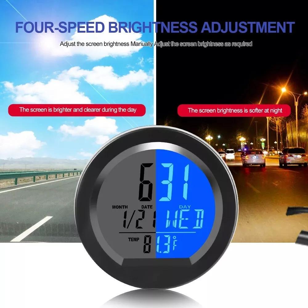 2 In 1 Solar Car Clocks Dashboard Thermometer Automotive Electronic Watch Led Digital DisplayTime with Back Luminous Car Accessories