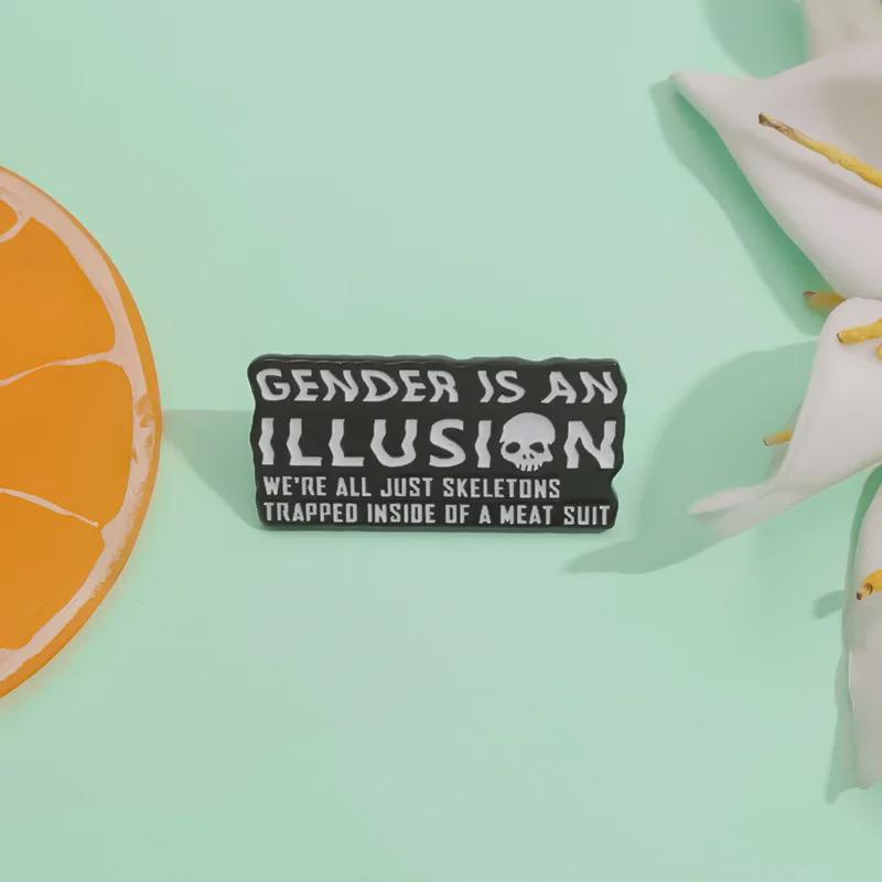 Broșă Punk Craniu Negru cu Design Litere Engleze