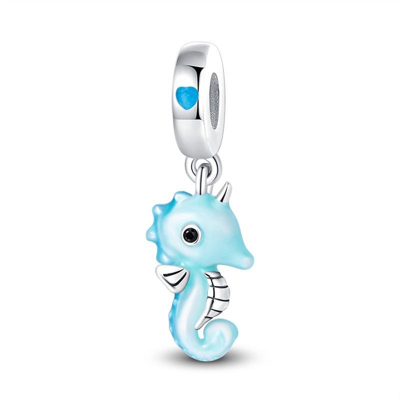 Copper Jellyfish Seahorse Blue Ocean Series Charms Beads Fit Diy Bracelet Making Gift Of Fine Jewelry For Womens