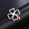 Gold-Plated Acrylic Four-Leaf Clover Brooch Pin Fashion Accessories