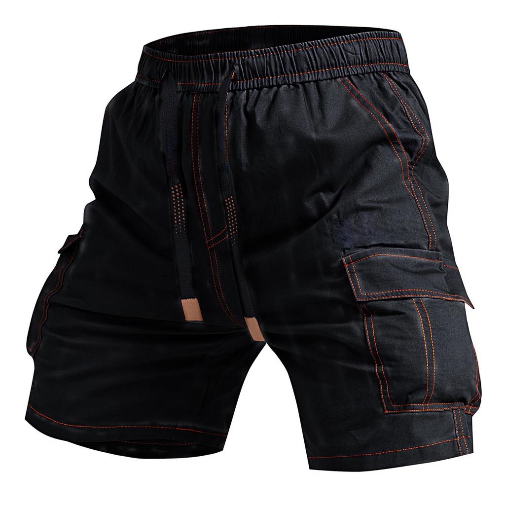 Men's Casual Cargo Shorts Multi Pocket Summer Outdoor Workwear Shorts Elastic Waistband Five Inch Length Durable Fabric