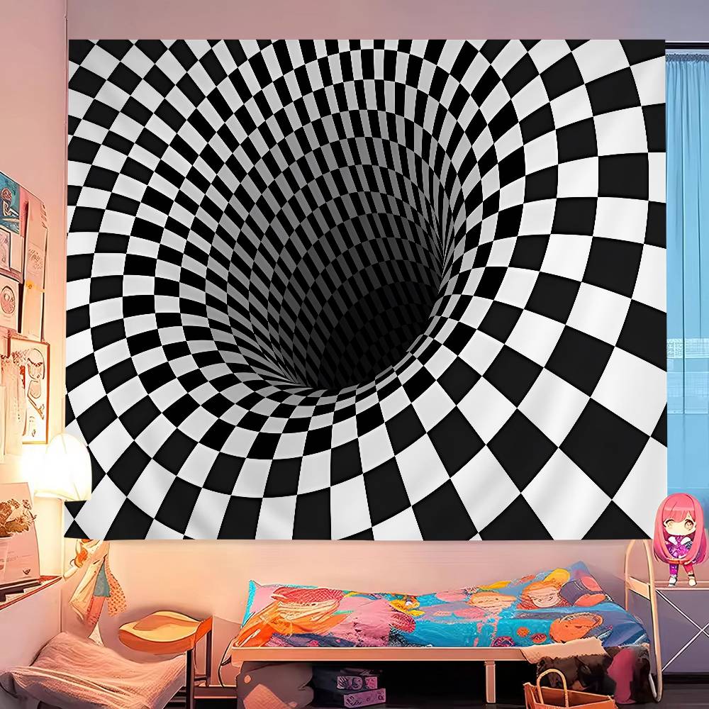 3D Vortex Illusion Cartoon Tapestry Wall Hanging Decoration Household Home Decor