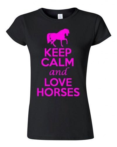 Junior Keep Calm and Love Horses Novelty Horse Lover Shirt T-Shirt Tee Shirt Unisex T-Shirt L
