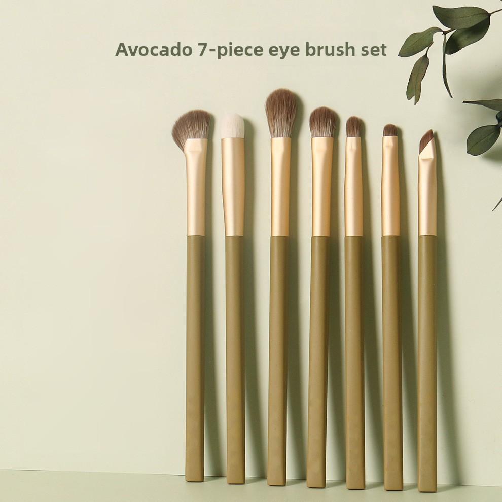 7-Piece Avocado Makeup Brush Set Eye Makeup Brush Set Eyeshadow Blending Nose Shadow Brush Concealer Brush Detail Brush