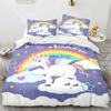 Kids Cartoon Unicorn Rainbow Horse Comfortable Duvet Quilt Cover Pillowcase Bedding Set Children Bedroom Decoration Home Textile