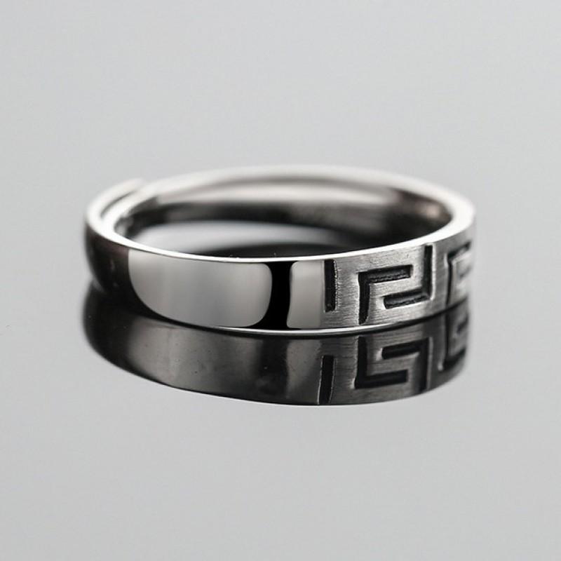 Adjustable Open Ring Men Women Vintage Geometric Signet Plated Retro Style Finger