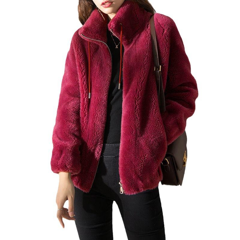 European and American Women's Double-Sided Fleece Zipper Cardigan with Stand Collar - 2023 Autumn/Winter Collection.