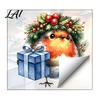 Waterproof Decorative Stickers Christmas Bird Static Window Sticker Cute Watercolor Glass with Wreath And Gift Box PVC Winter Holiday Clings