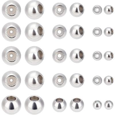 PH PandaHall 30pcs Stainless Steel Stopper Beads Slider Beads 4mm 6mm 8mm Rondelle Spacer Beads with Rubber Inside Fit Adjustable Slider Chain,