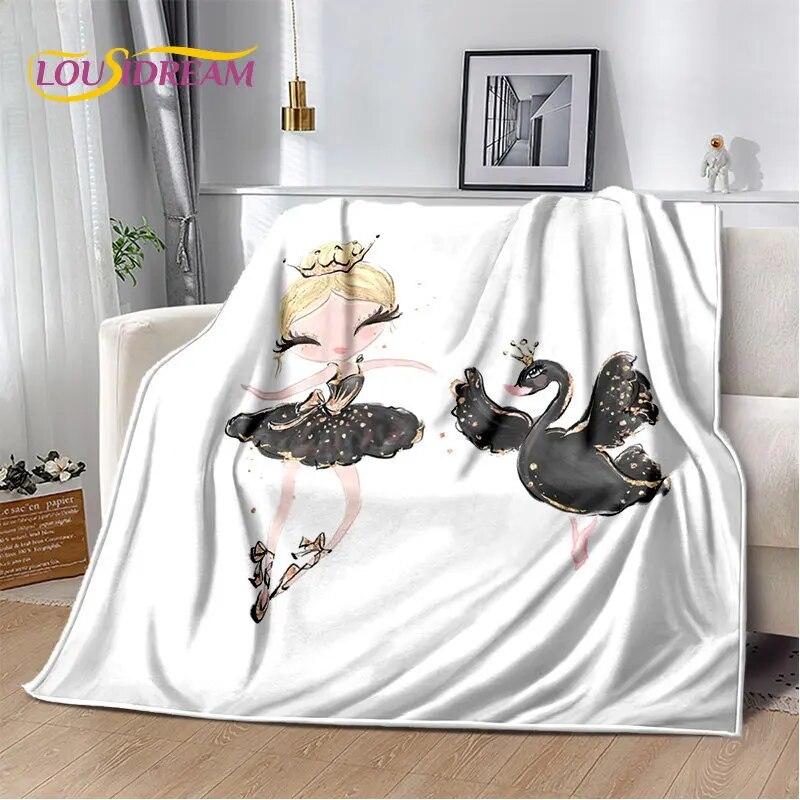 Cute Ballet Girl Ballerina Cartoon Soft Plush Blanket,Flannel Blanket Throw Blanket for Living Room Bedroom Bed Sofa Picnic Kids