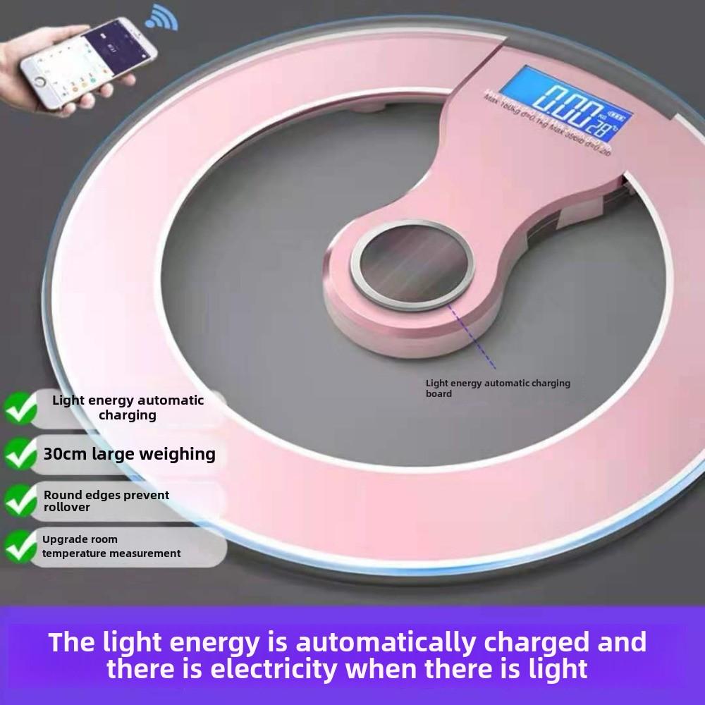 30Cm Large Size Light Energy Charging Household Scale Human Body Scale Smart Bluetooth APP Body Fat Scale