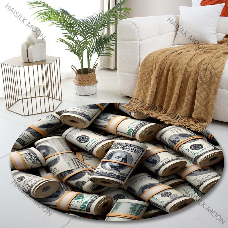 

Multiple sizes Lots of rolled dollar bills Print Round Carpet Living Room Bedroom Table Chair Sofa Decorative Carpet Diameter -60cm