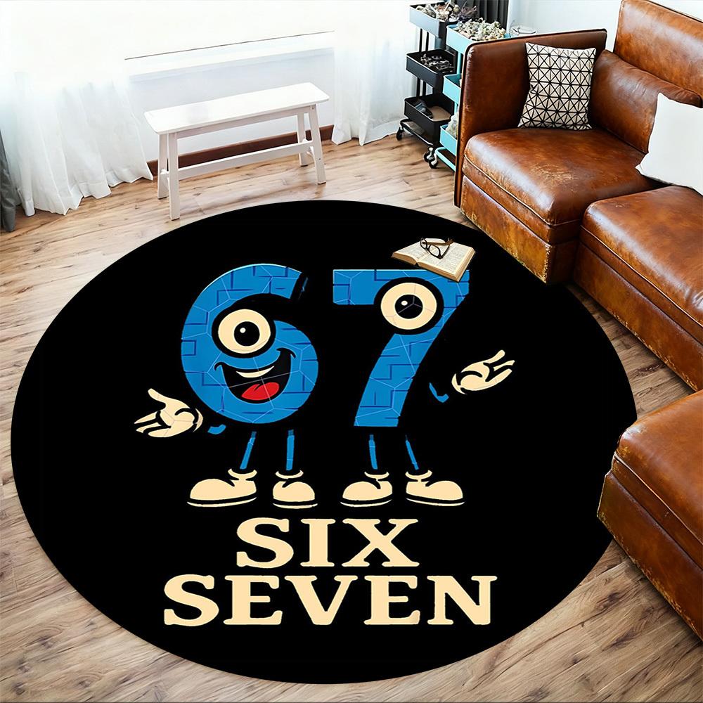 1pc Six Seven Round Chair Mat Office Area Rug - Non-Slip, Floor Mat for Office, Bedroom, and Indoor Decor P127162