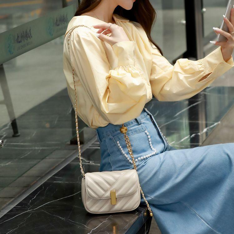 

Rhombus chain bag new texture fashionable versatile popular underarm bag women s bag messenger bag high sense белый