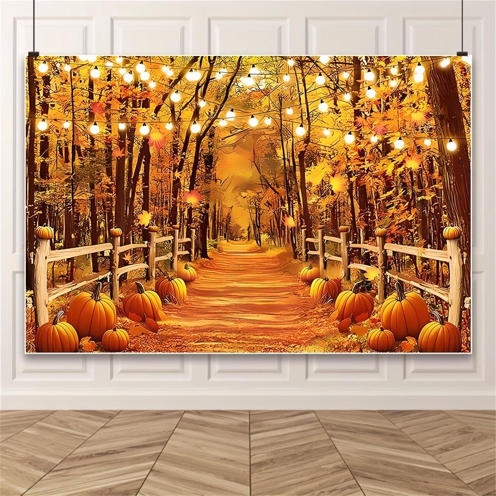 1 autumn forest background banner Thanksgiving party autumn harvest pumpkin maple leaf background decoration 180X110