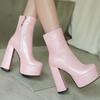 Platform Women's Ankle Boots New 2025 Autumn Winter Shoes Block Heels Short Boot Black Pink Silver Footwear Shoes Large Size 46