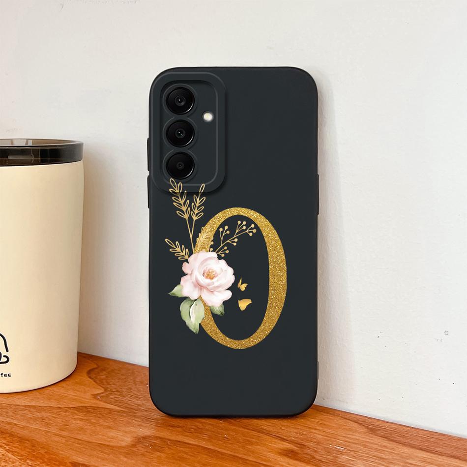 Flower Letters Case For Samsung Galaxy A17 A07 A37 A57 Couple Bumper Soft Liquid Silicone Anti Slip Phone Protective Cover Coque