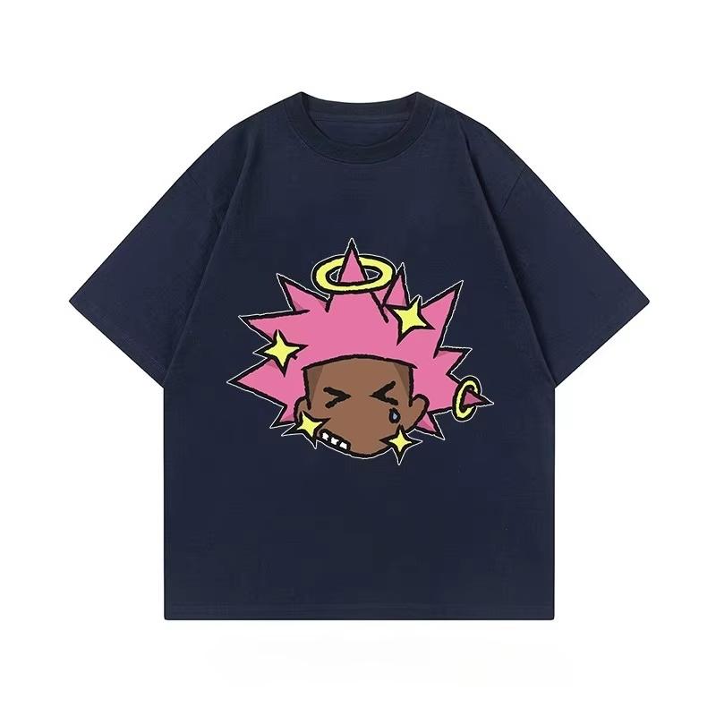 Summer 2025 Trendy Hip-hop Print T-shirts Loose and Casual Short-sleeved Cotton Couple Tops for Men and Women
