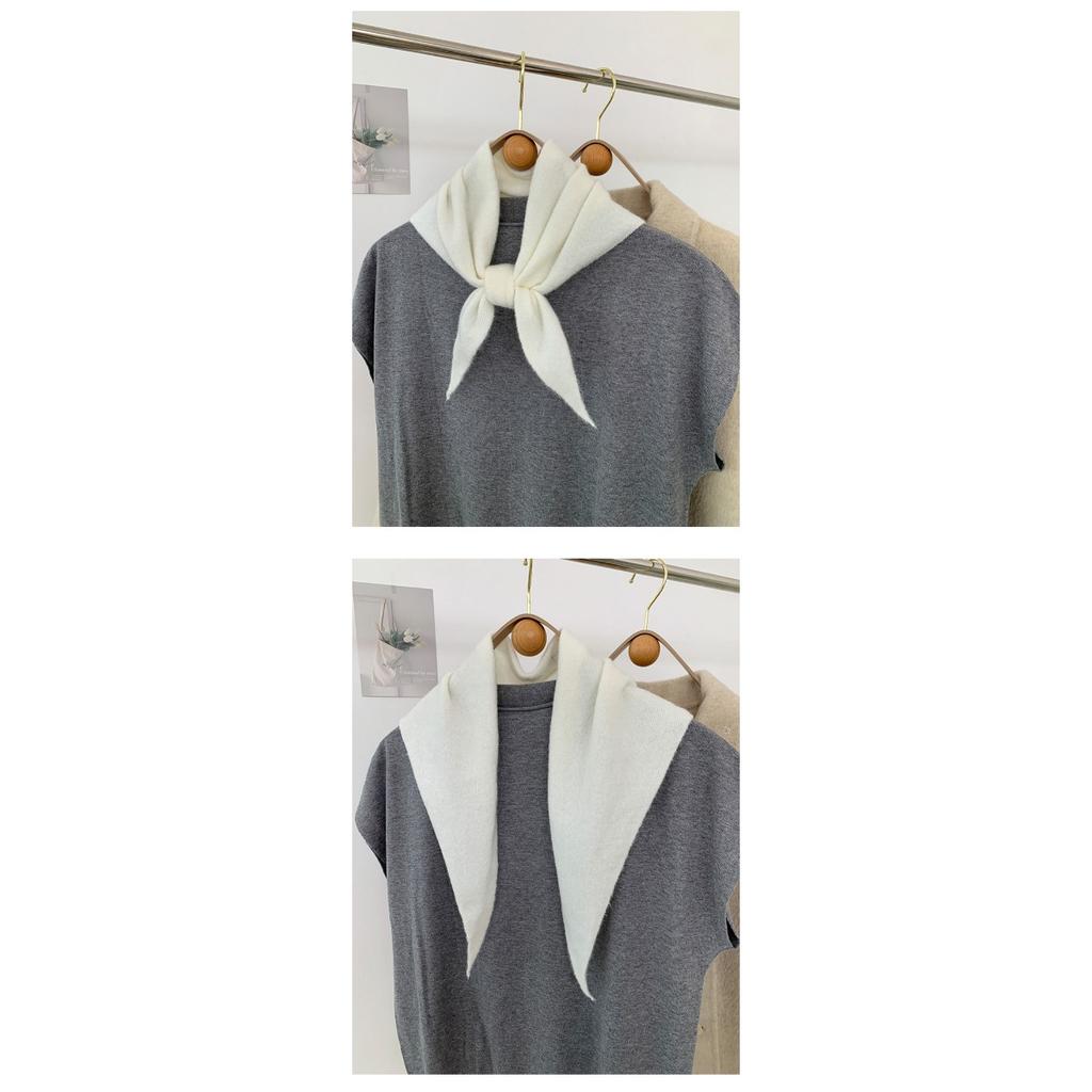 Wool Temperament, Anti-aging Triangle Scarf, Knitted Small Shawl for Women in Autumn and Winter, Versatile Korean Version, Knotted and Shoulder Worn