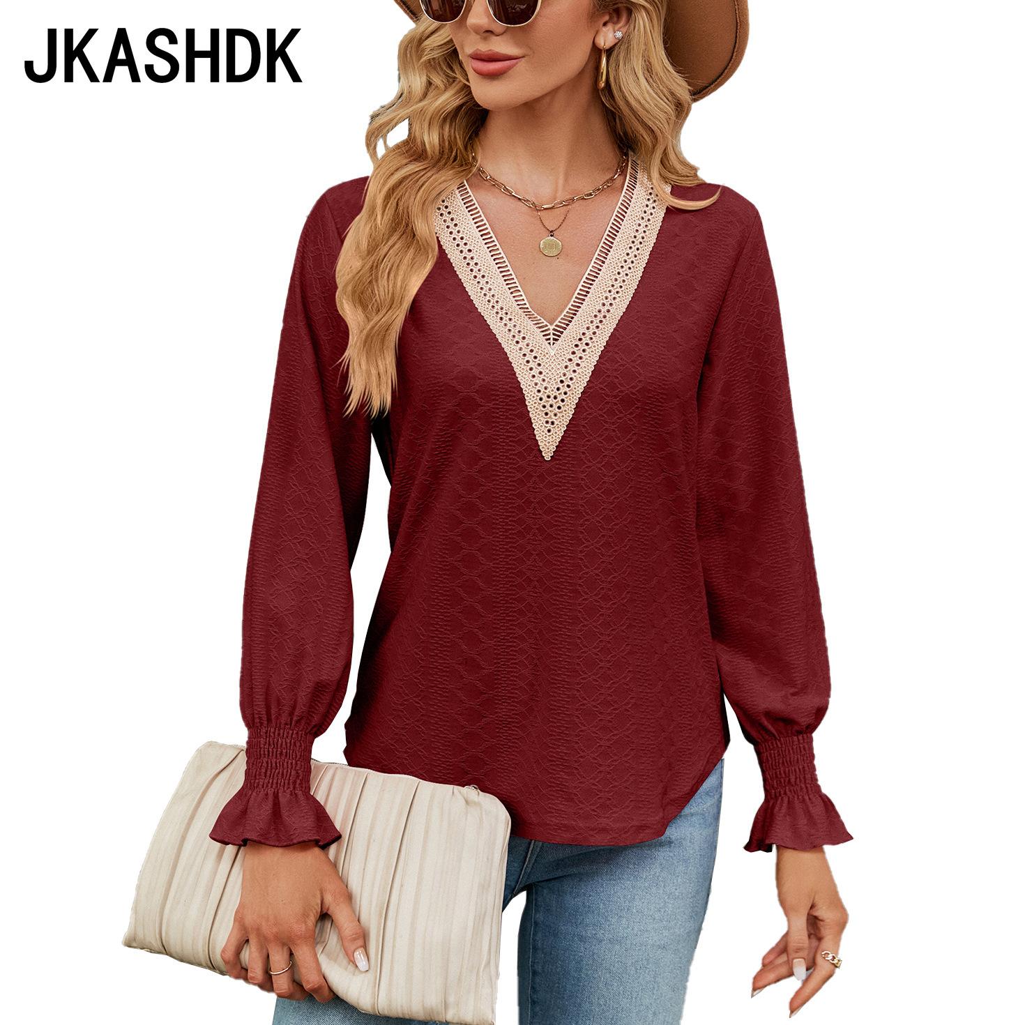 JKAASHDK женские модные повседневные однотонные принты весенне-осенние блузки и рубашки — фото 8