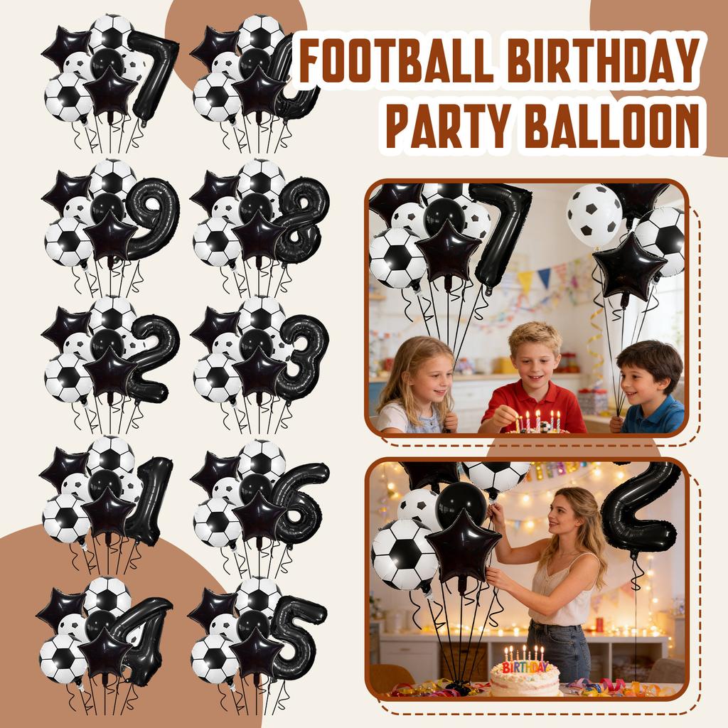 Soccer Party Balloon Set 7 Pieces Includes Soccer Ball Star Number Foil Balloons and Latex Balloons for Sports Event Decoration