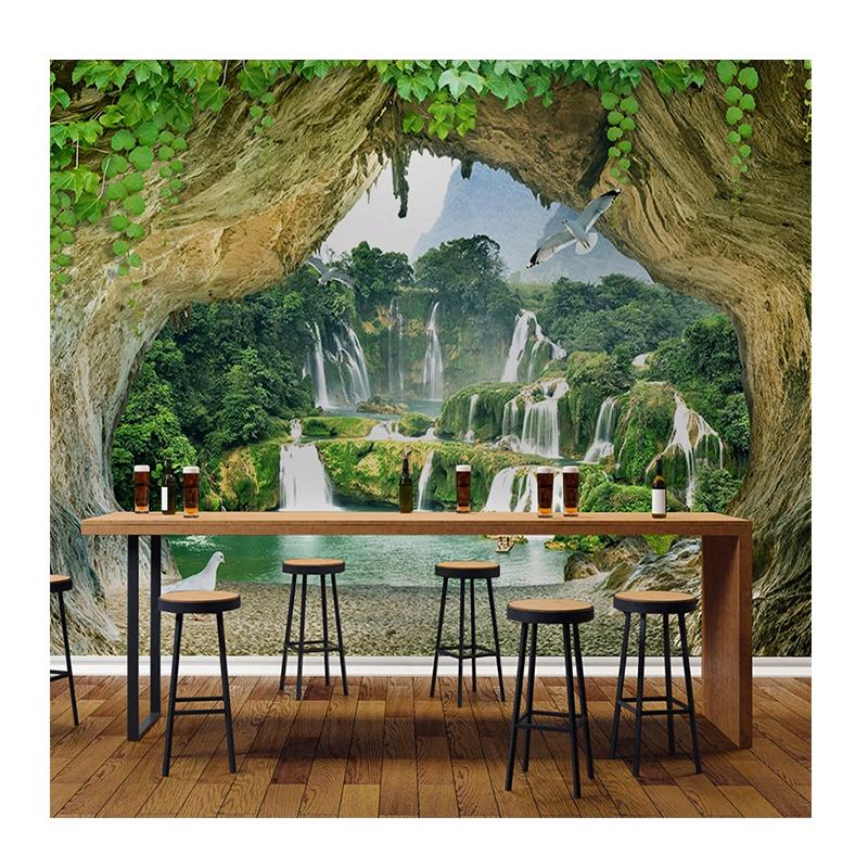 

Cave Waterfall 3D Scenery Wall Paper For Living Room Kitchen Restaurant Bar Wall Decor Mural Wallpaper 200 cm(W) x 140 cm(H)
