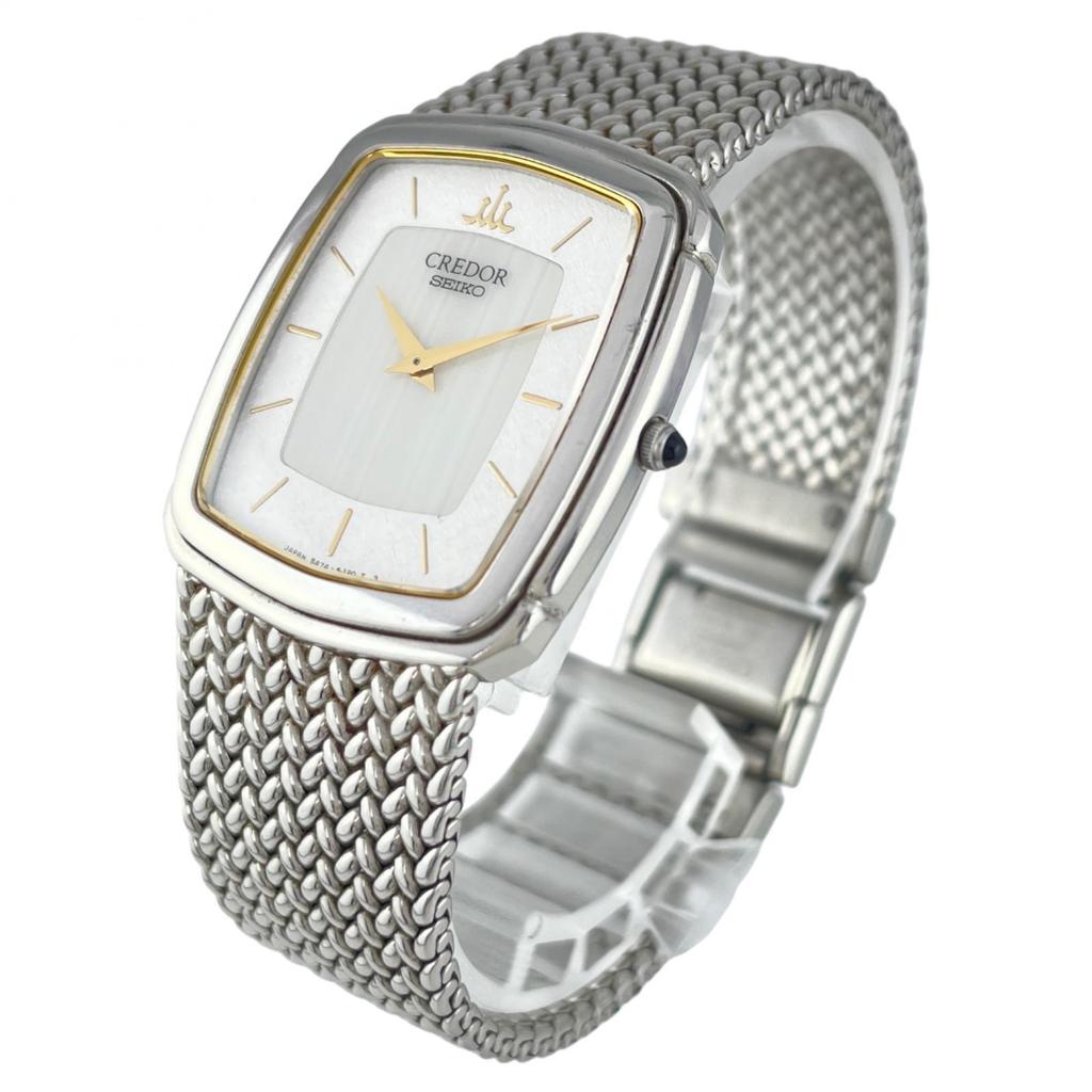 Seiko CREDOR Watches 5A74-3D20 WhiteDial Stainless Steel Quartz Analog Display Mens Used