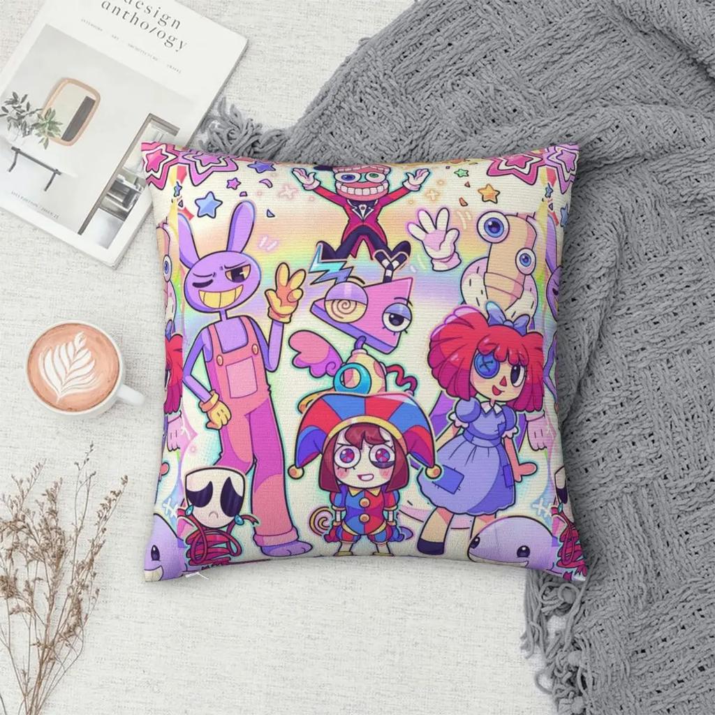 The Amazing Digital Circus Pillowcase Polyester Cushion Cover Decorative Pomni Jax Pillow Case Cover Seater Square