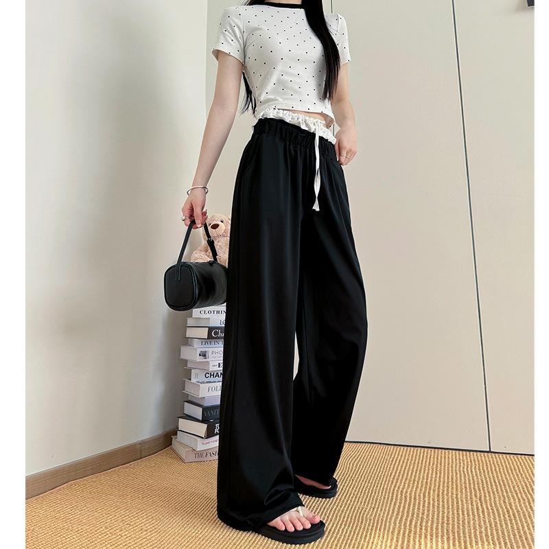 White Lace Wide-leg Pants Women's New Summer Slim Straight-leg Pants Loose Design Casual Pants