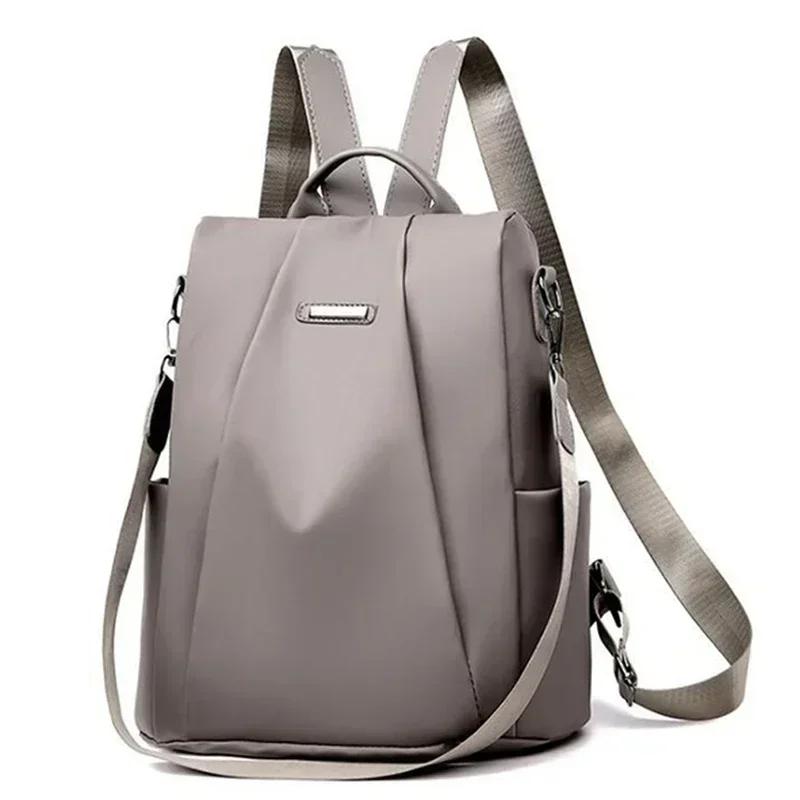 

Women s Fashion Large Capacity Nylon Backpack Solid Color Waterproof Detachable Shoulder Strap Multi functional Backpack
