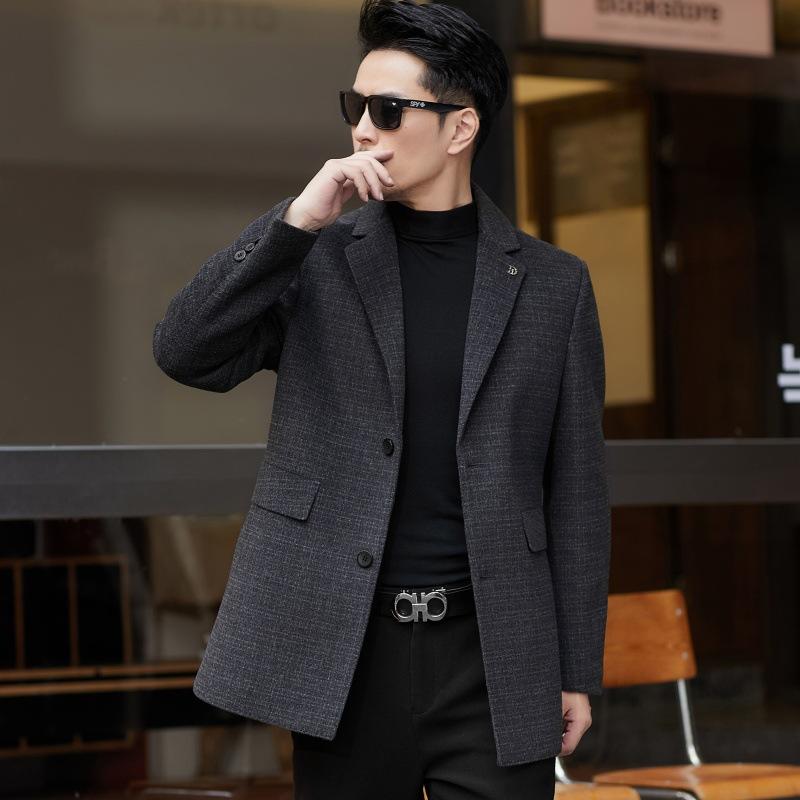 Winter Double-sided Cashmere Coat Men's Medium-length Woolen Coat Suit Detachable Collar Down Liner Top
