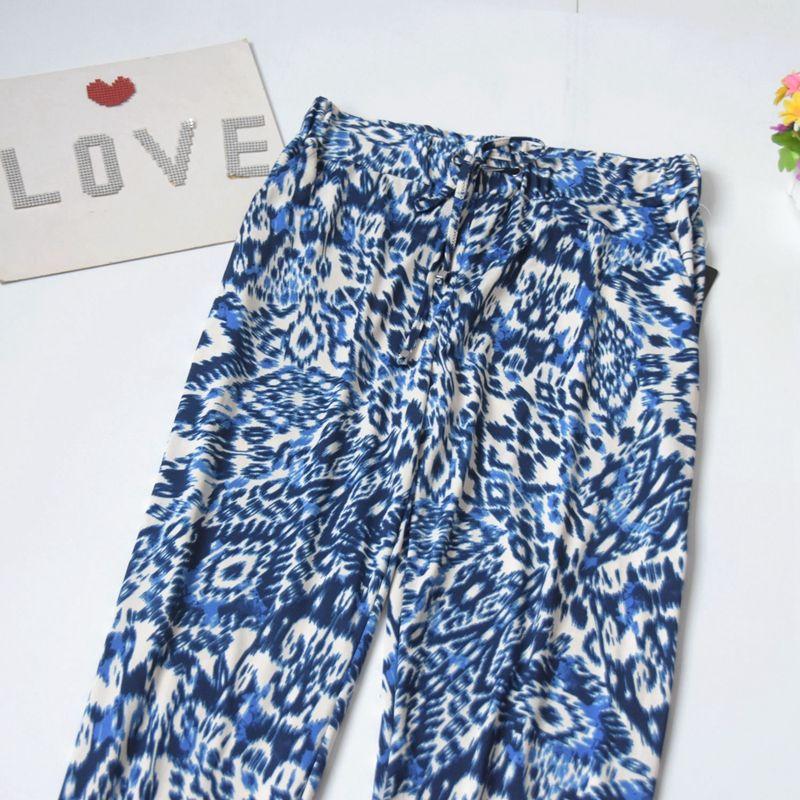 Women's Foreign Orders Knitting Print Loose High Waist Home Pants Spring and Summer Thin Can Be Outwear Closed Exercise Casual Pants