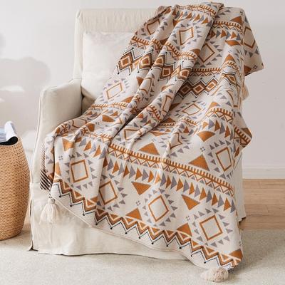 Geometrický tisk Deka na pohovku Oboustranné použití Pikniková deka Boho Pletená gobelín Kostkovaný ubrus Přehoz Deky na postele