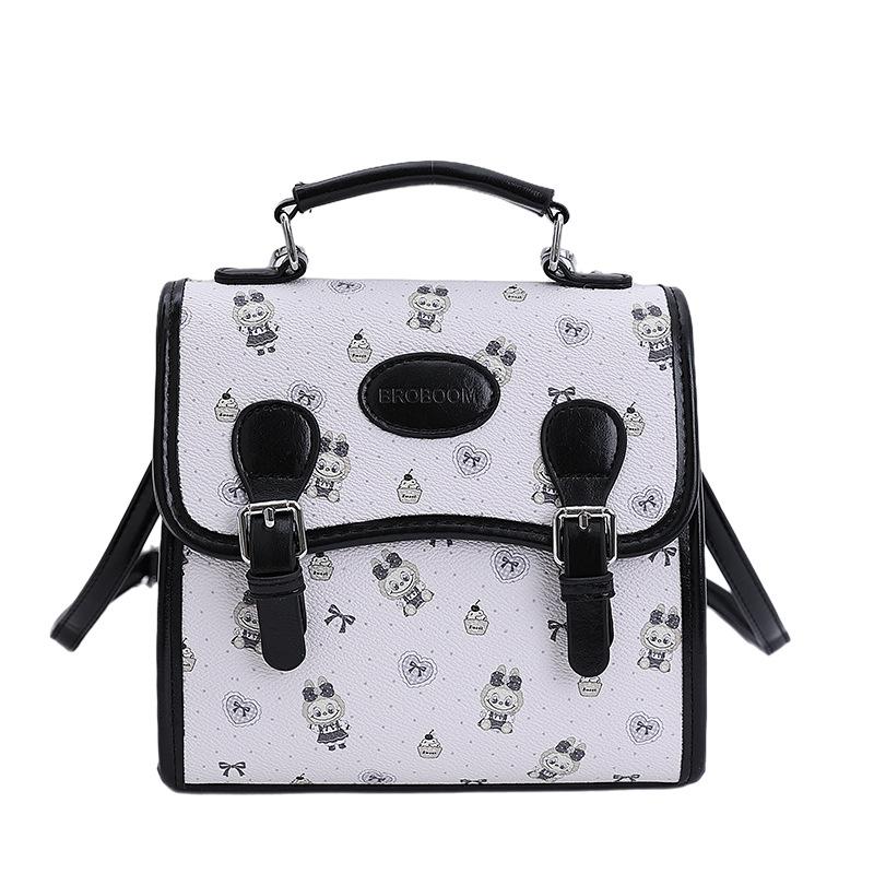 

2025 new backpack women s fashion casual portable Korean version student schoolbag trend British style travel backpack чёрный