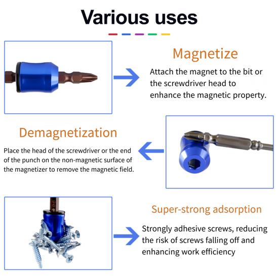1/5Pcs Screwdriver Head Magnetic Ring Universal Screwdriver Power Bits Magnetizer Ring Heavy Duty Aluminum Alloy Magnetic Screw Holder