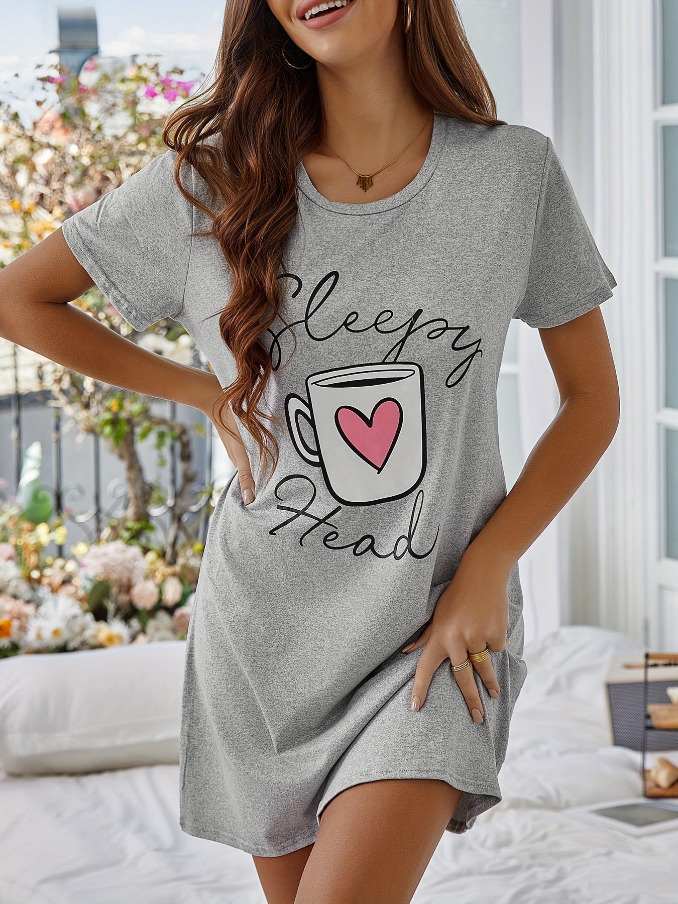 

Cup And Letter Graphic Drop-Shoulder Nightgown XS дубильна кора
