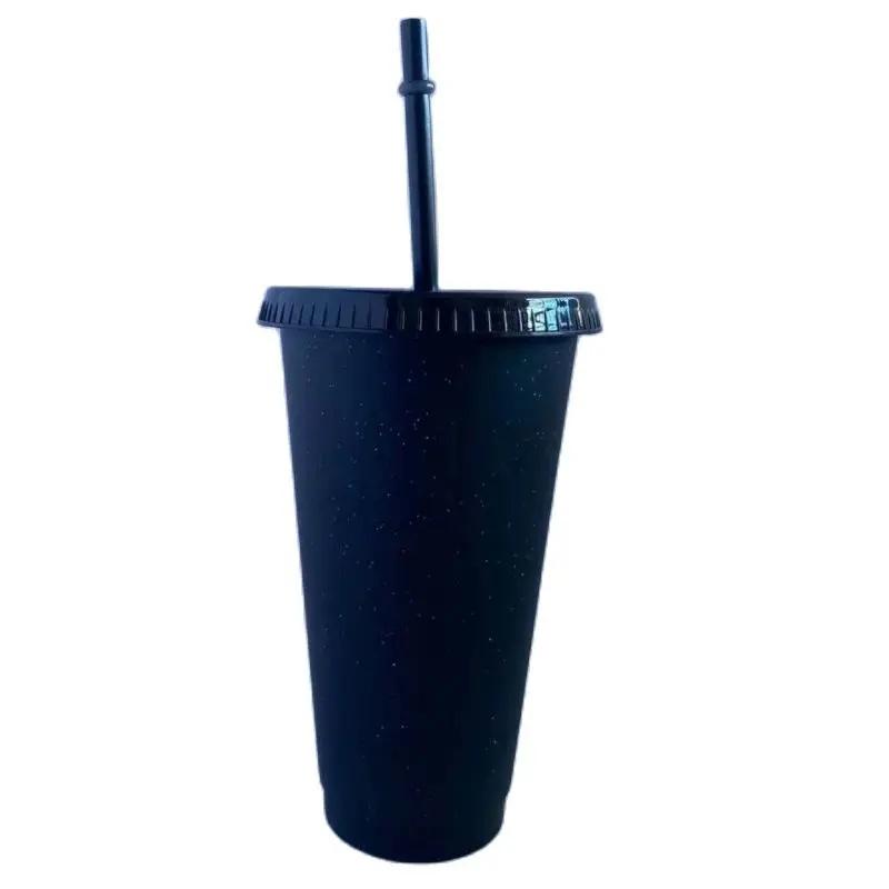 500/710ML Flitspoeder Waterfles Met Riet Deksel Plastic Herbruikbaar Gepersonaliseerd Drinkgerei Koffiedrinkbeker Kerstcadeau Praktisch Gebruik 500ml