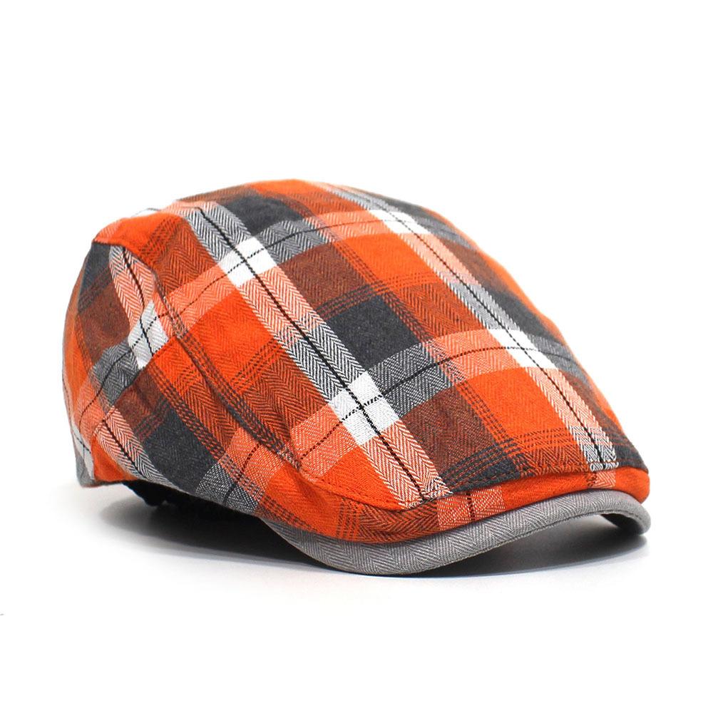 Neue karierte Baskenmütze Dünnschliff Damen Retro Hut Herren Freuen Hut Sommer England Freizeitmütze