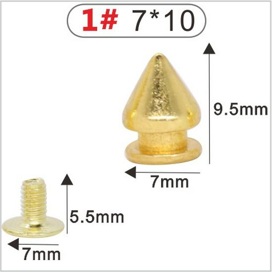 Punk Spike Alloy Bullet Rivet Horn Cone with Base Screw for Apparel, Bags, Shoes