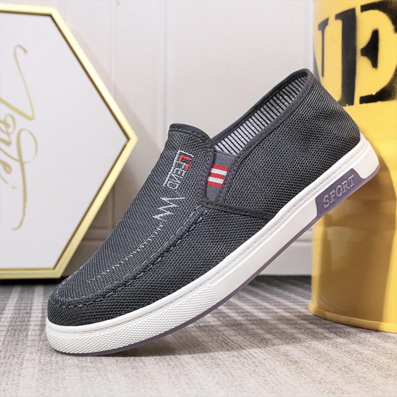 Men's Skate Shoes, Old Beijing Cloth Shoes with Anti-slip Wear-resistant Rubber Sole, Lightweight Breathable Canvas Shoes, Soft Comfort Work Shoes